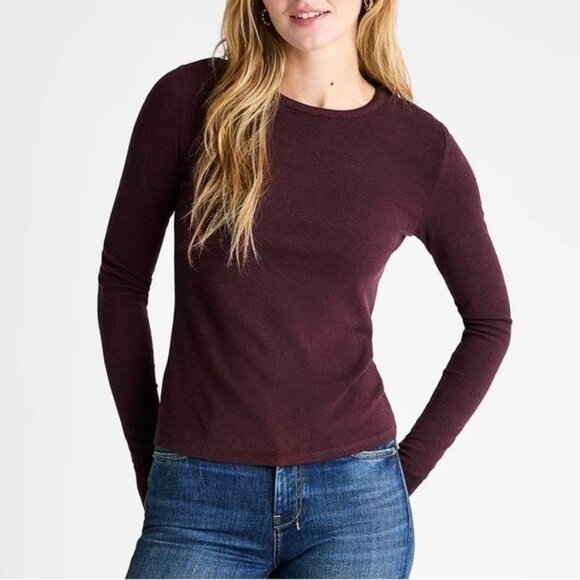 Splendid Isabella Eyelash Shimmer Long Sleeve Tee Burgundy Size XS - Picture 1 of 6